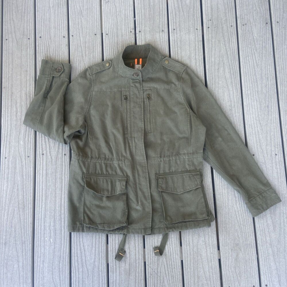 JCP Utility Jacket Womens 1X Olive Green Military Field Coat Grunge Punk